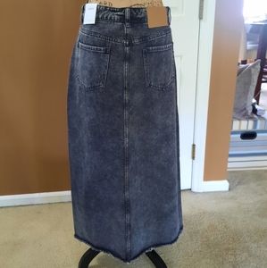 Gray Maxi Denim Skirt by Shein